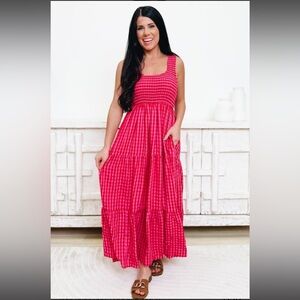BaeVely Gingham Smocked Max Dress - M